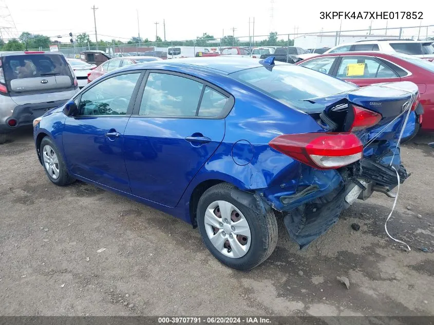 3KPFK4A7XHE017852 2017 Kia Forte Lx