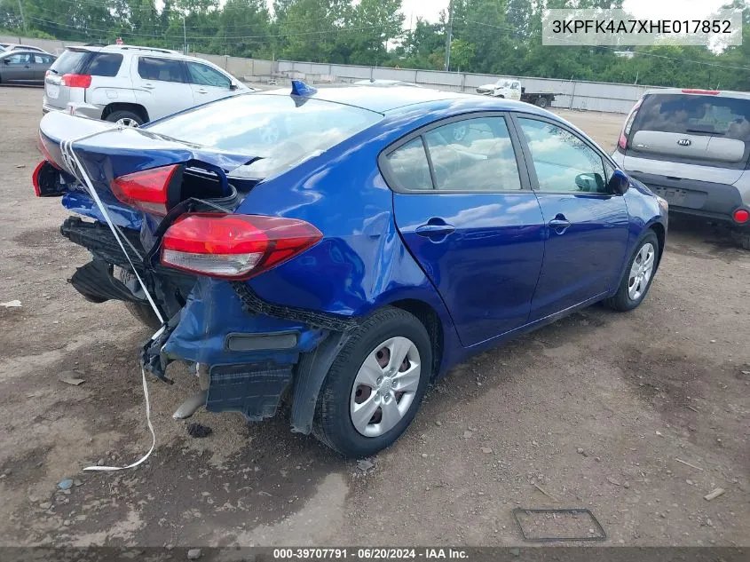 3KPFK4A7XHE017852 2017 Kia Forte Lx