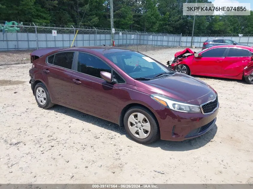 2017 Kia Forte Lx VIN: 3KPFK4A76HE074856 Lot: 39747564