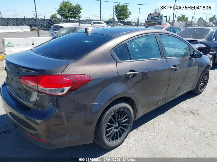 2017 Kia Forte Lx VIN: 3KPFL4A76HE041806 Lot: 39768582