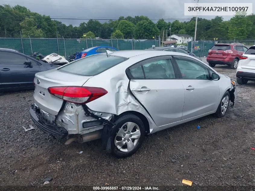 2017 Kia Forte Lx VIN: 3KPFK4A72HE100997 Lot: 39965857