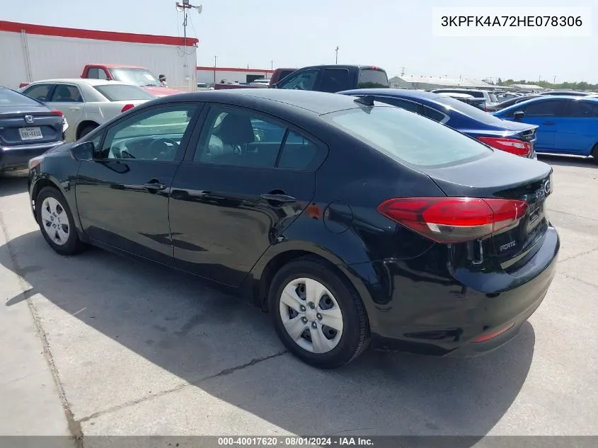 2017 Kia Forte Lx VIN: 3KPFK4A72HE078306 Lot: 40017620