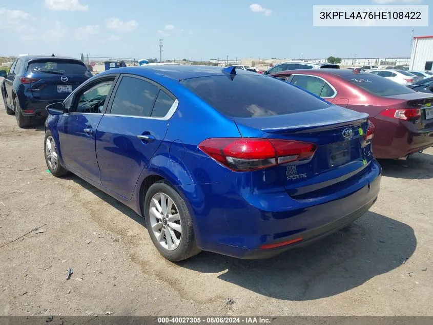 2017 Kia Forte S VIN: 3KPFL4A76HE108422 Lot: 40027305