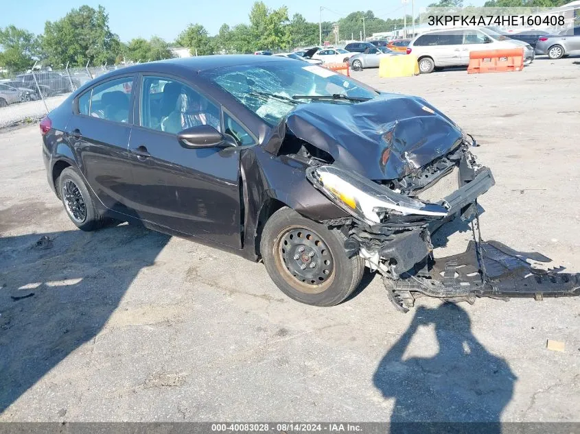 2017 Kia Forte Lx VIN: 3KPFK4A74HE160408 Lot: 40083028