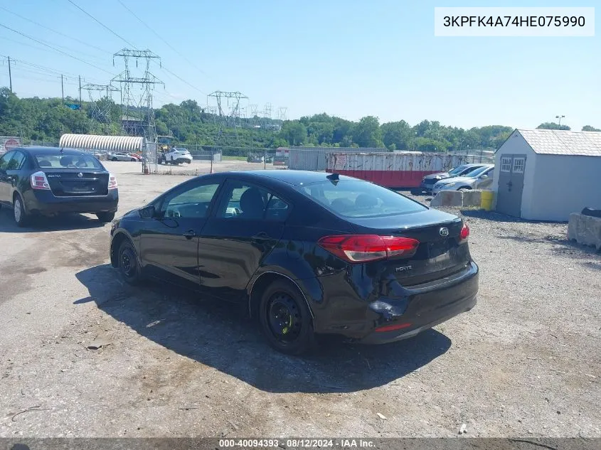 2017 Kia Forte Lx VIN: 3KPFK4A74HE075990 Lot: 40094393