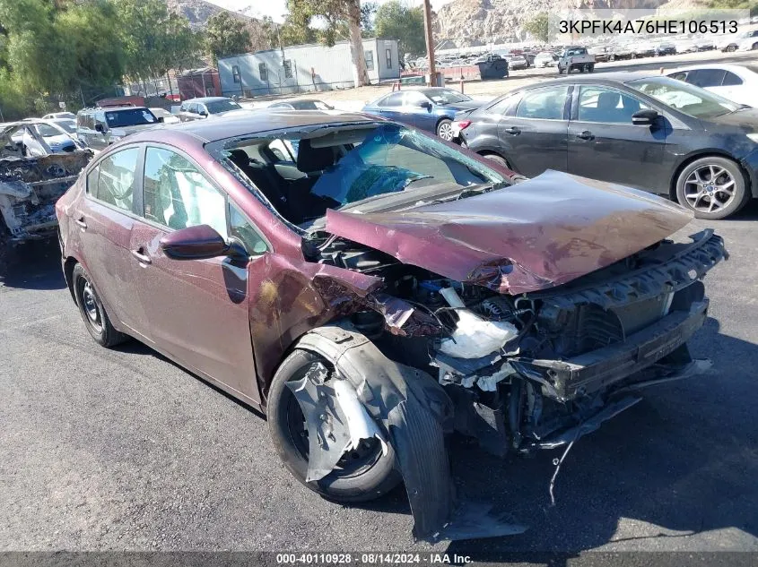 2017 Kia Forte Lx VIN: 3KPFK4A76HE106513 Lot: 40110928