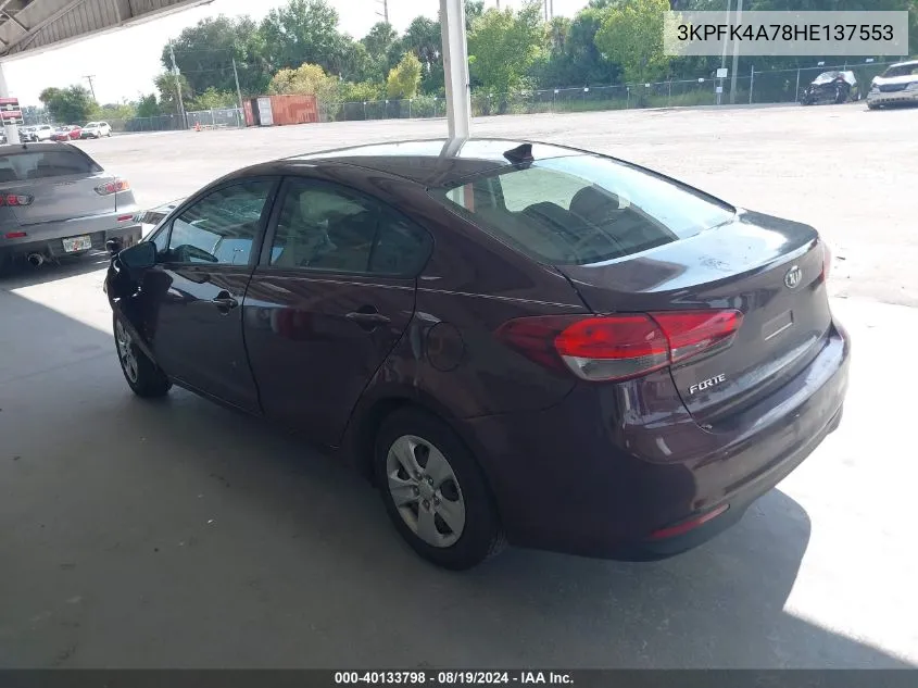 2017 Kia Forte Lx VIN: 3KPFK4A78HE137553 Lot: 40133798