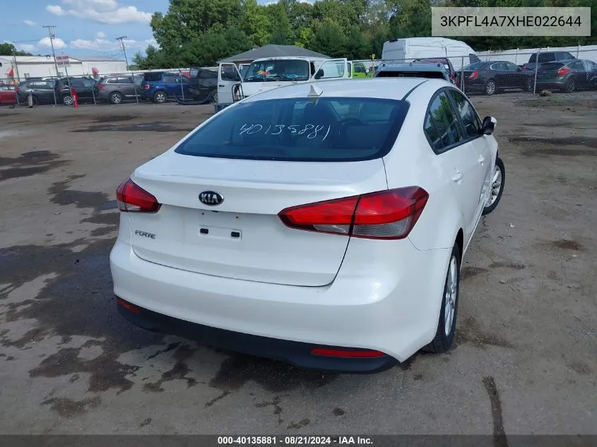 2017 Kia Forte Lx VIN: 3KPFL4A7XHE022644 Lot: 40135881