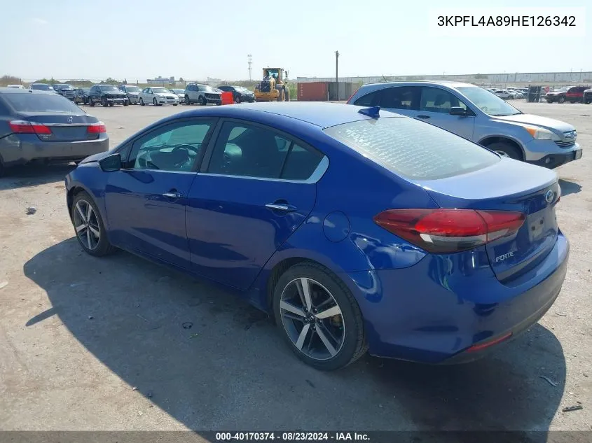 2017 Kia Forte Ex VIN: 3KPFL4A89HE126342 Lot: 40170374