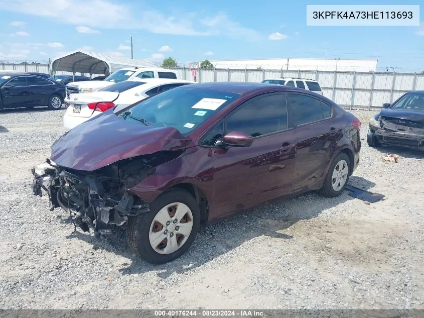 2017 Kia Forte Lx VIN: 3KPFK4A73HE113693 Lot: 40176244