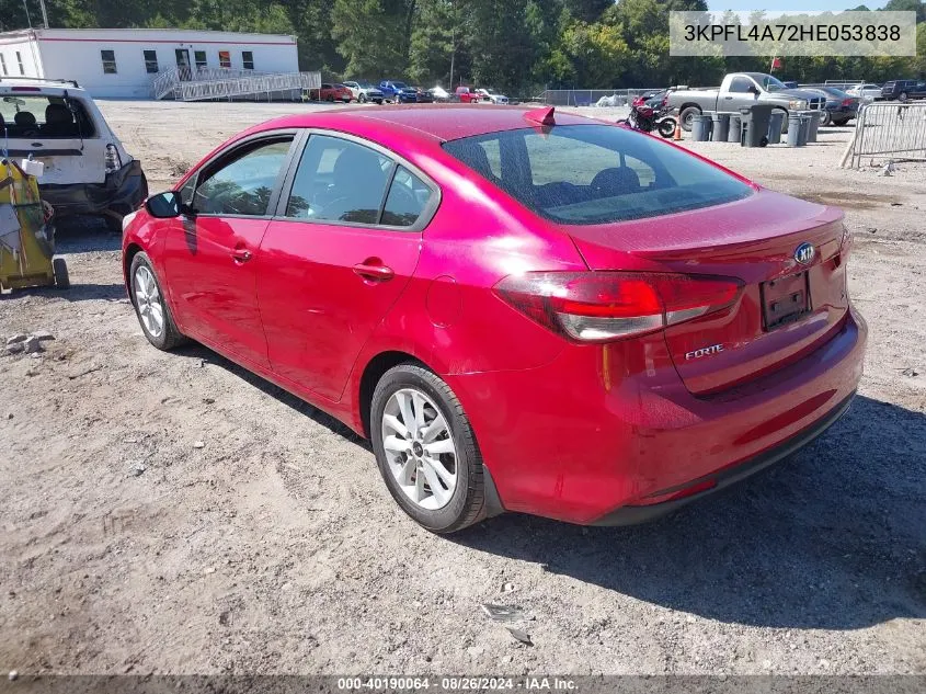 2017 Kia Forte S VIN: 3KPFL4A72HE053838 Lot: 40190064