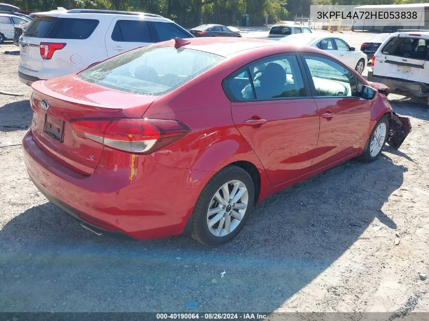 2017 Kia Forte S VIN: 3KPFL4A72HE053838 Lot: 40190064