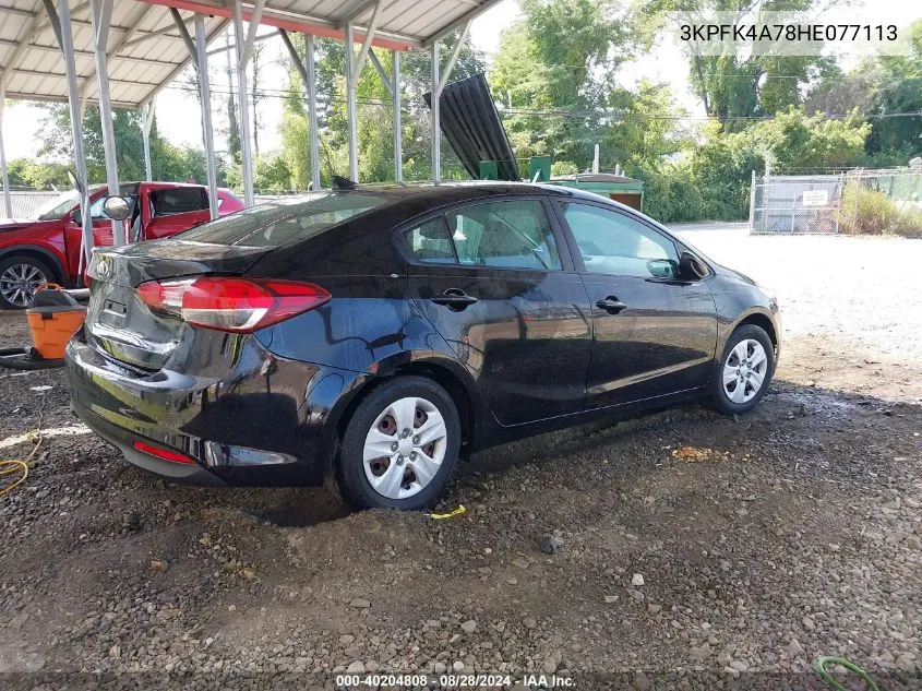 2017 Kia Forte Lx VIN: 3KPFK4A78HE077113 Lot: 40204808