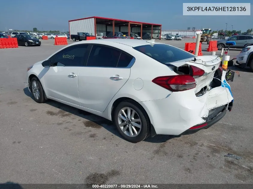 2017 Kia Forte S VIN: 3KPFL4A76HE128136 Lot: 40220077