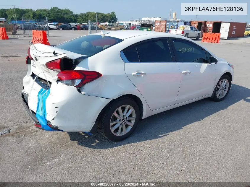 2017 Kia Forte S VIN: 3KPFL4A76HE128136 Lot: 40220077