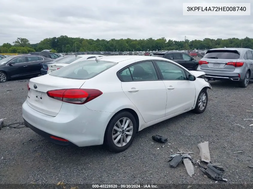 2017 Kia Forte Lx VIN: 3KPFL4A72HE008740 Lot: 40228520