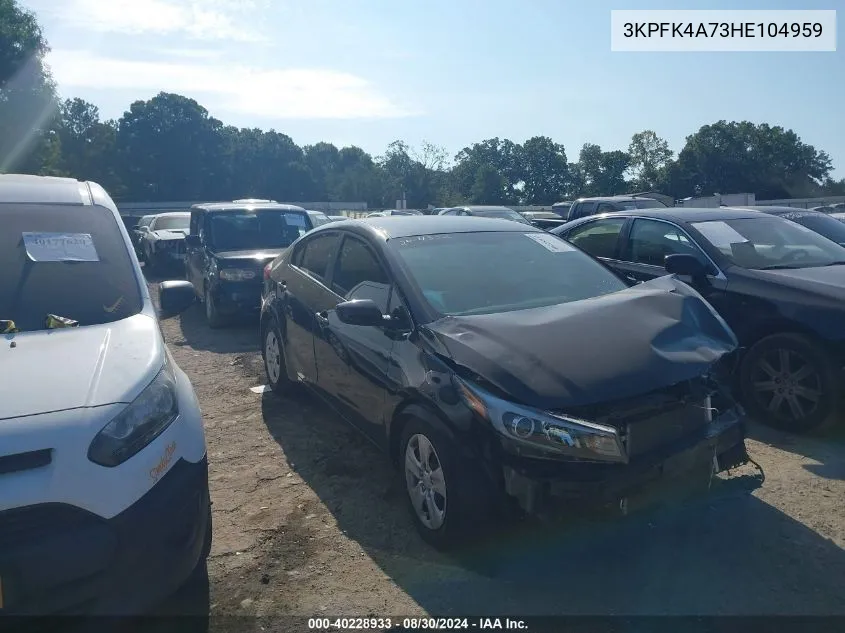 2017 Kia Forte Lx VIN: 3KPFK4A73HE104959 Lot: 40228933