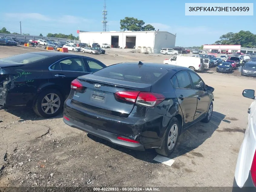 2017 Kia Forte Lx VIN: 3KPFK4A73HE104959 Lot: 40228933