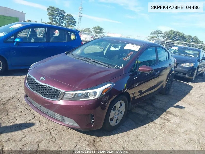 2017 Kia Forte Lx VIN: 3KPFK4A78HE104486 Lot: 40234944