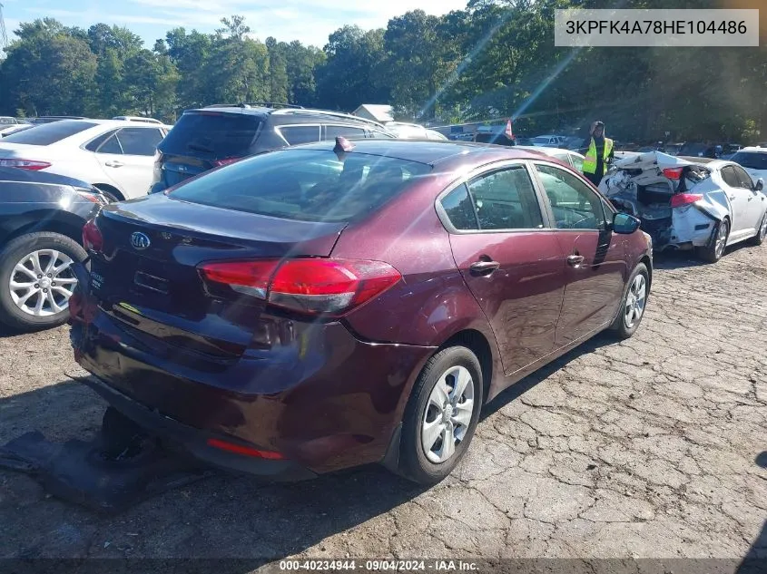 2017 Kia Forte Lx VIN: 3KPFK4A78HE104486 Lot: 40234944