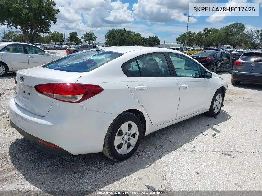 2017 Kia Forte Lx VIN: 3KPFL4A78HE017426 Lot: 40248630