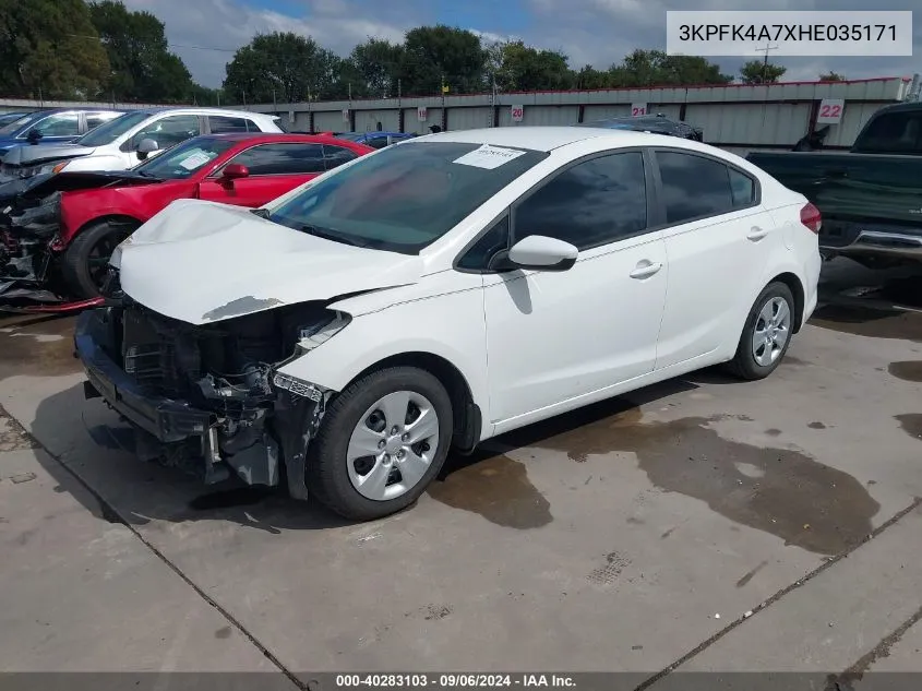 2017 Kia Forte Lx VIN: 3KPFK4A7XHE035171 Lot: 40283103