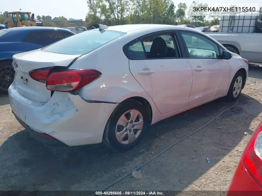 2017 Kia Forte Lx VIN: 3KPFK4A7XHE115540 Lot: 40295605