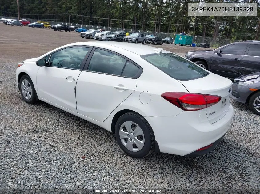 2017 Kia Forte Lx VIN: 3KPFK4A70HE139328 Lot: 40324286