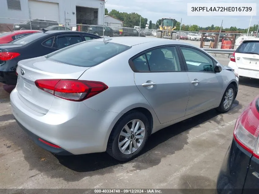 2017 Kia Forte Lx VIN: 3KPFL4A72HE016739 Lot: 40334748