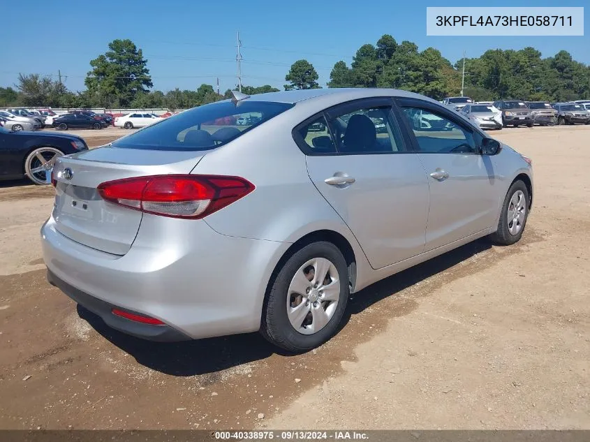 2017 Kia Forte Lx VIN: 3KPFL4A73HE058711 Lot: 40338975