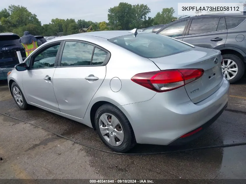 2017 Kia Forte Lx VIN: 3KPFL4A73HE058112 Lot: 40341840