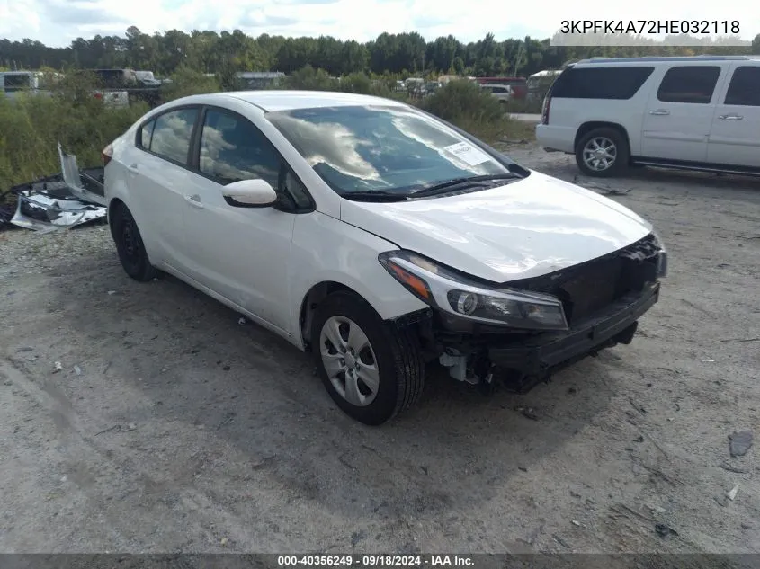 2017 Kia Forte Lx VIN: 3KPFK4A72HE032118 Lot: 40356249