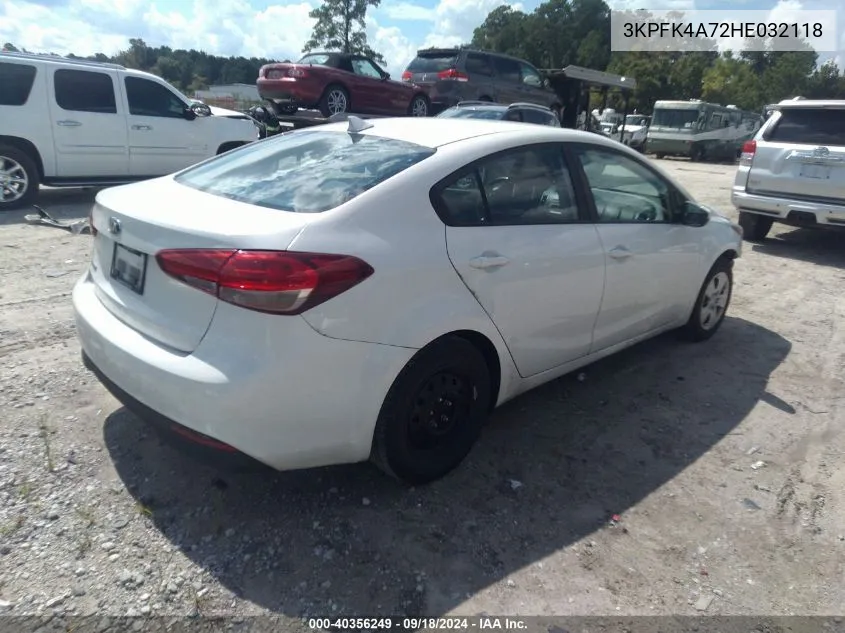 2017 Kia Forte Lx VIN: 3KPFK4A72HE032118 Lot: 40356249