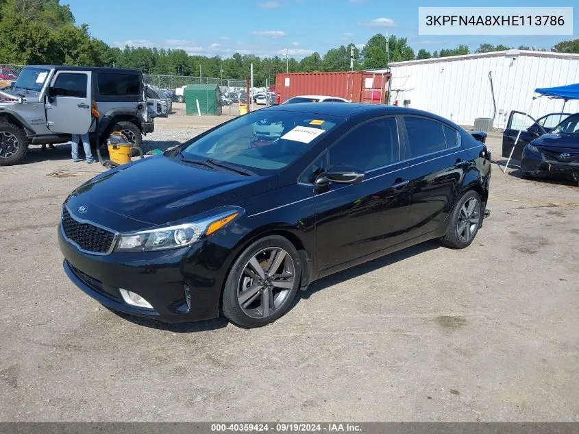 2017 Kia Forte Ex VIN: 3KPFN4A8XHE113786 Lot: 40359424