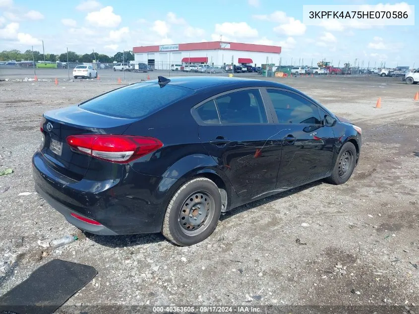 2017 Kia Forte Lx VIN: 3KPFK4A75HE070586 Lot: 40363605