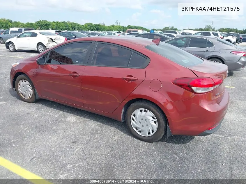 2017 Kia Forte Lx VIN: 3KPFK4A74HE121575 Lot: 40378614