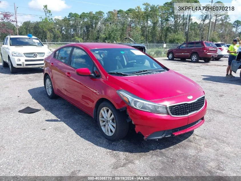 2017 Kia Forte S VIN: 3KPFL4A72HE070218 Lot: 40388770