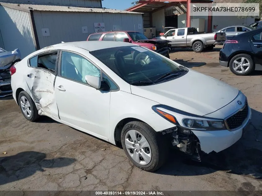 2017 Kia Forte Lx VIN: 3KPFK4A73HE078699 Lot: 40393114