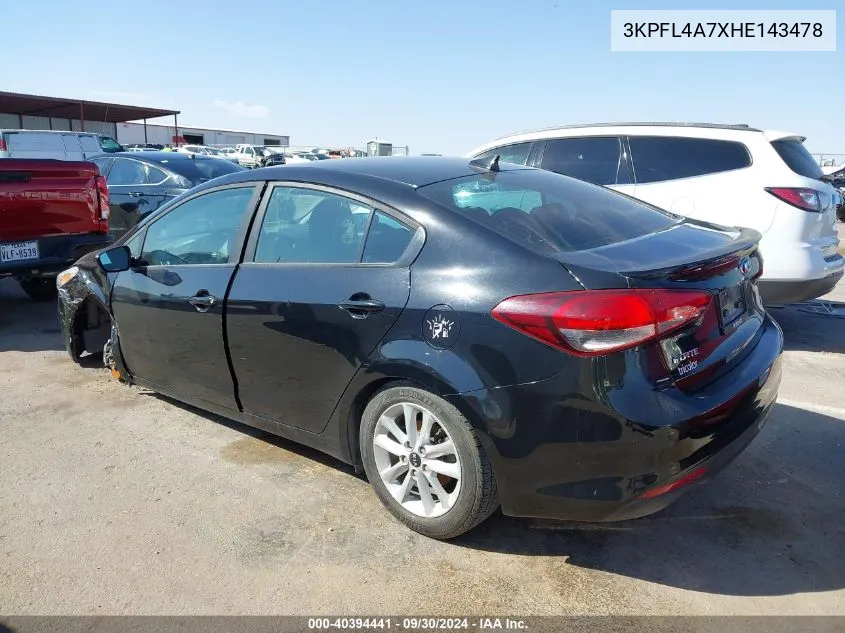 2017 Kia Forte S VIN: 3KPFL4A7XHE143478 Lot: 40394441