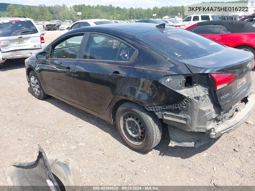 2017 Kia Forte Lx VIN: 3KPFK4A75HE016222 Lot: 40394520