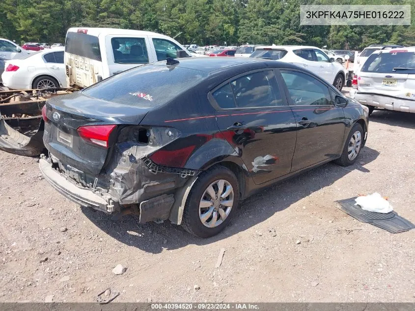 2017 Kia Forte Lx VIN: 3KPFK4A75HE016222 Lot: 40394520