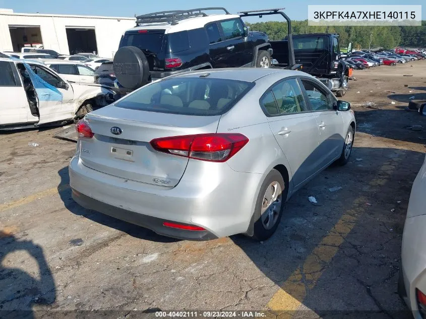 2017 Kia Forte Lx VIN: 3KPFK4A7XHE140115 Lot: 40402111