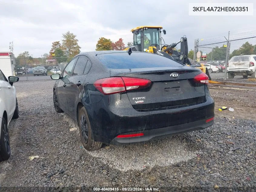 2017 Kia Forte VIN: 3KFL4A72HE063351 Lot: 40409415