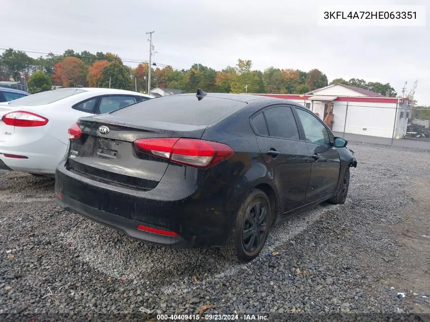 2017 Kia Forte VIN: 3KFL4A72HE063351 Lot: 40409415