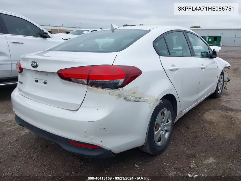 2017 Kia Forte Lx/S VIN: 3KPFL4A71HE086751 Lot: 40413159