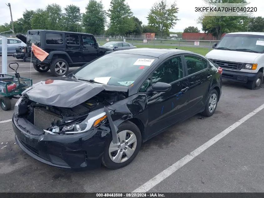 2017 Kia Forte Lx VIN: 3KPFK4A70HE040220 Lot: 40443580