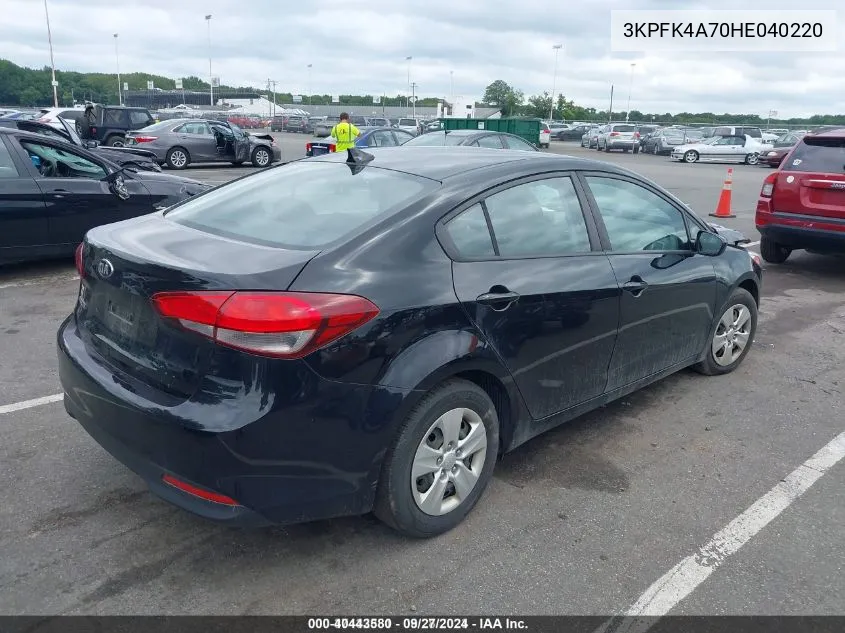 2017 Kia Forte Lx VIN: 3KPFK4A70HE040220 Lot: 40443580