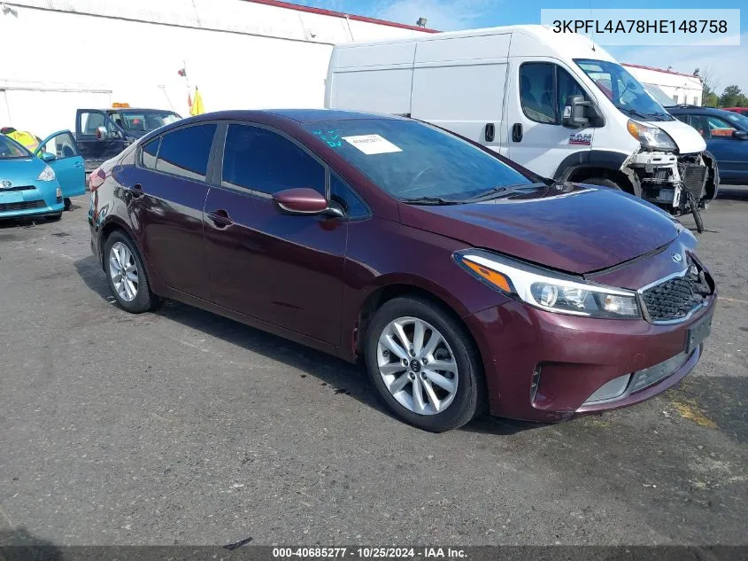 2017 Kia Forte Lx VIN: 3KPFL4A78HE148758 Lot: 40685277