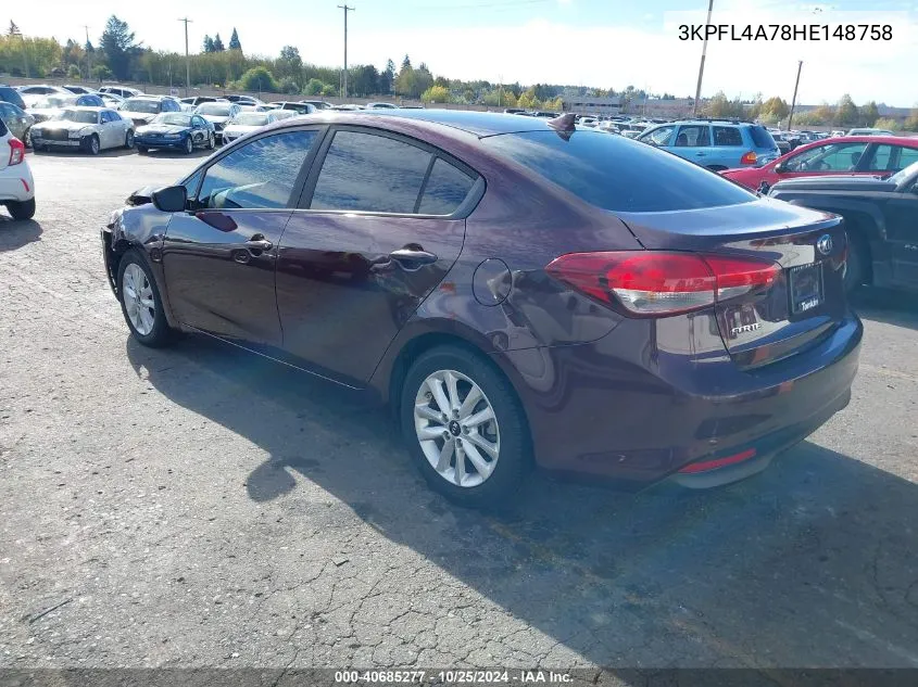 2017 Kia Forte Lx VIN: 3KPFL4A78HE148758 Lot: 40685277