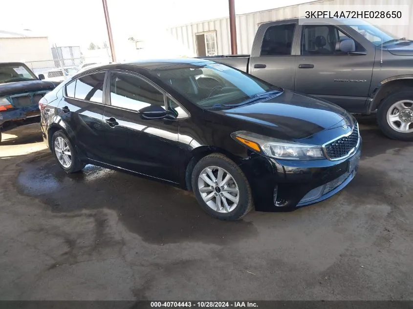 2017 Kia Forte S VIN: 3KPFL4A72HE028650 Lot: 40704443